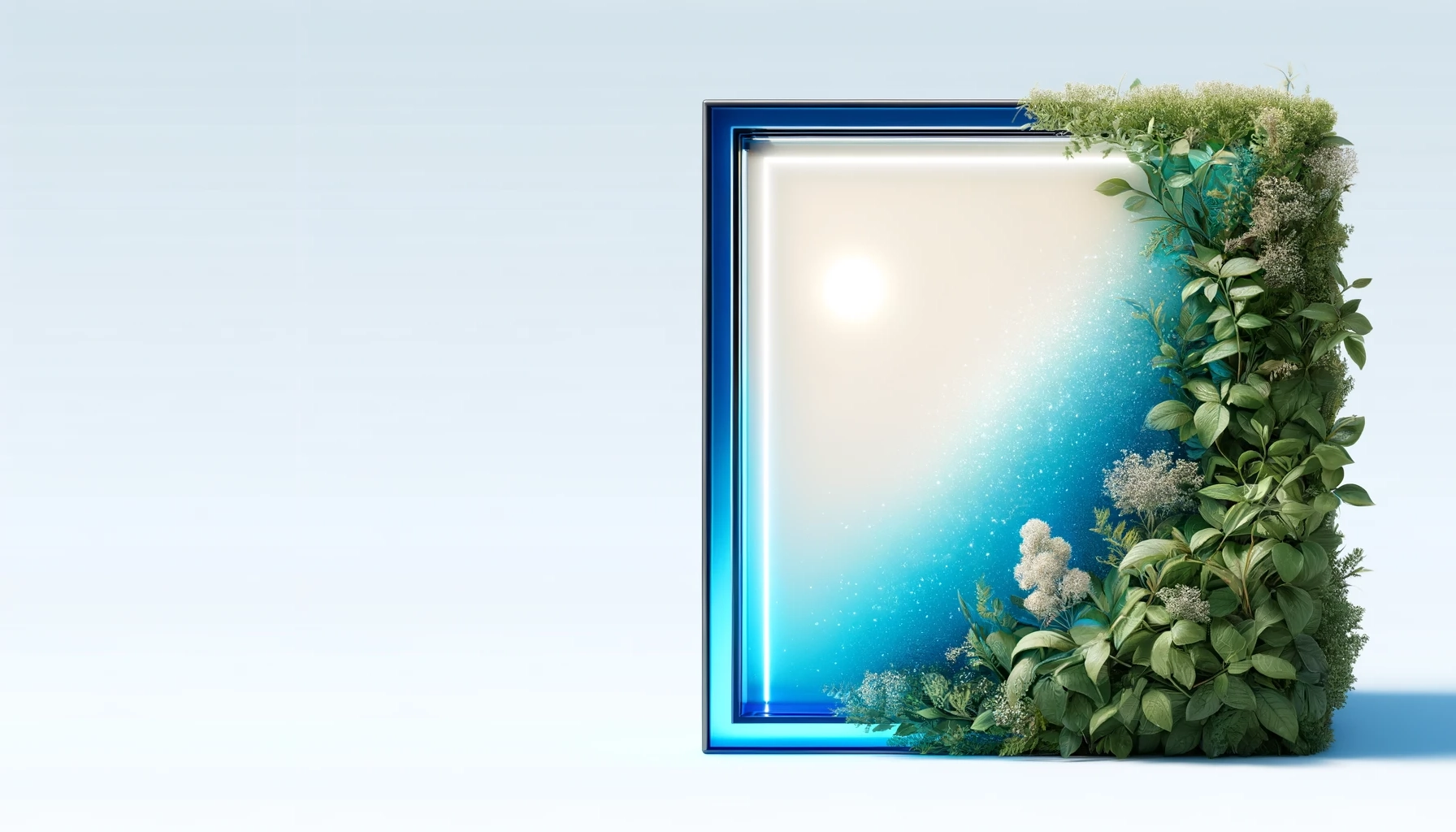 DALL·E 2024-04-20 16.01.00 – A highly detailed image of a half rectangle and half bush, with a smooth transition between the two. The rectangle has blue borders and features a sof